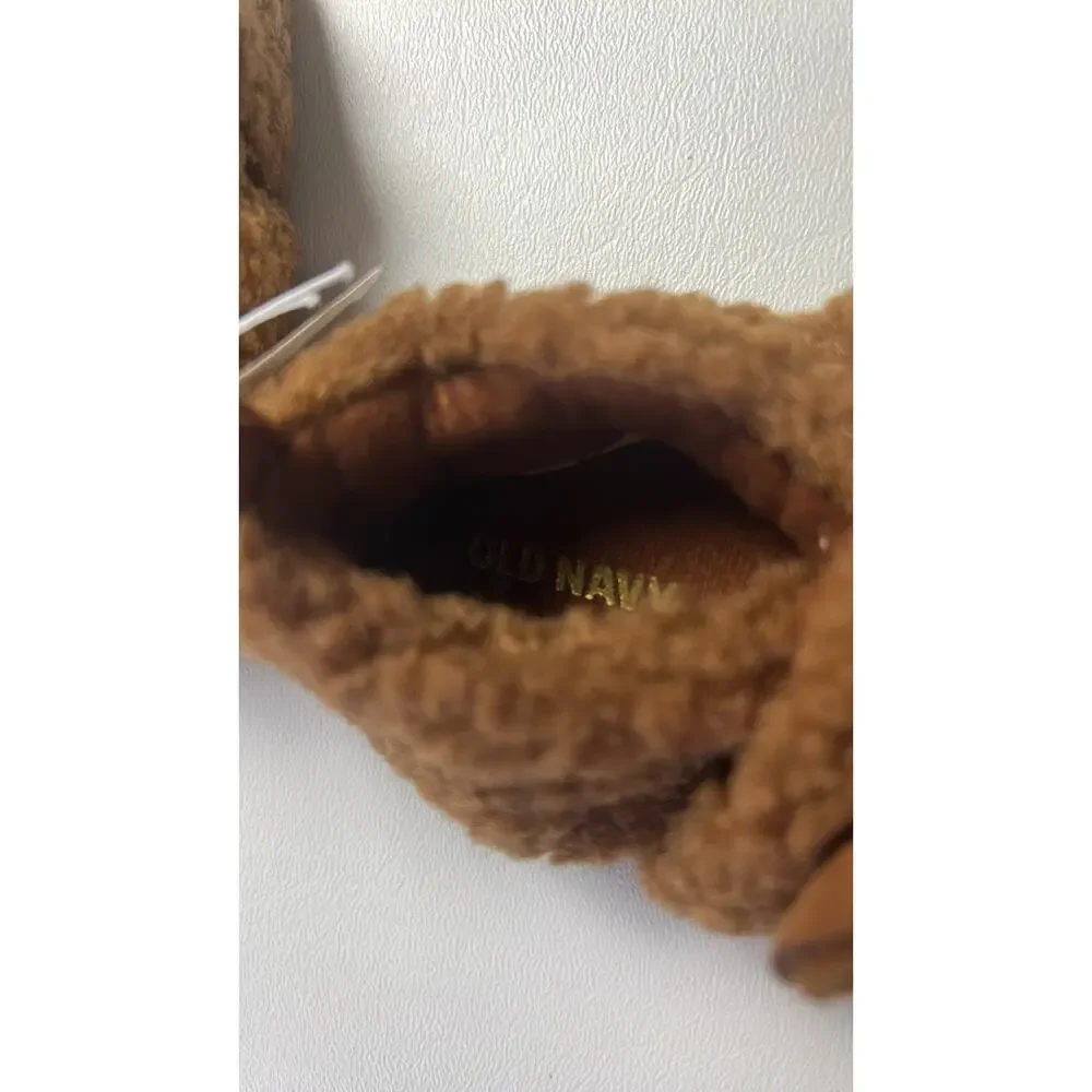 Old Navy Baby Fuzzy Bear Slippers Shoes Sz 6-12M